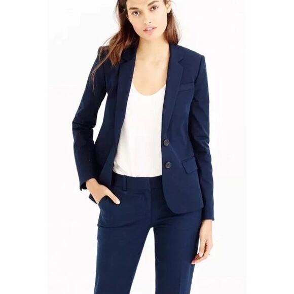 J. Crew Thompson Navy Blue Blazer In Bi-Stretch Cotton Size 6 A0361 - Picture 1 of 10